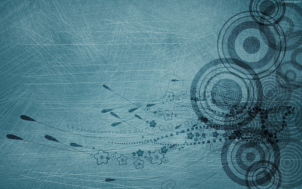 gray and black flowers and circles wallpaper HD wallpaper
